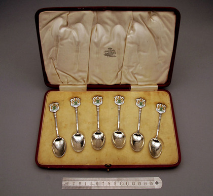 Silver Enamel Southern Rhodesia Teaspoon Set (6) - Cecil John Rhodes